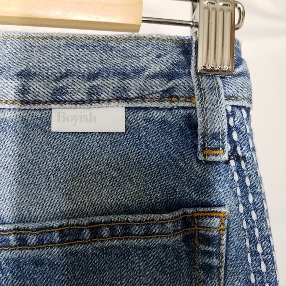 Boyish Jeans 24 Kirby Straight Midrise Embroidered Seam Stitched Rigid Denim - Picture 3 of 10